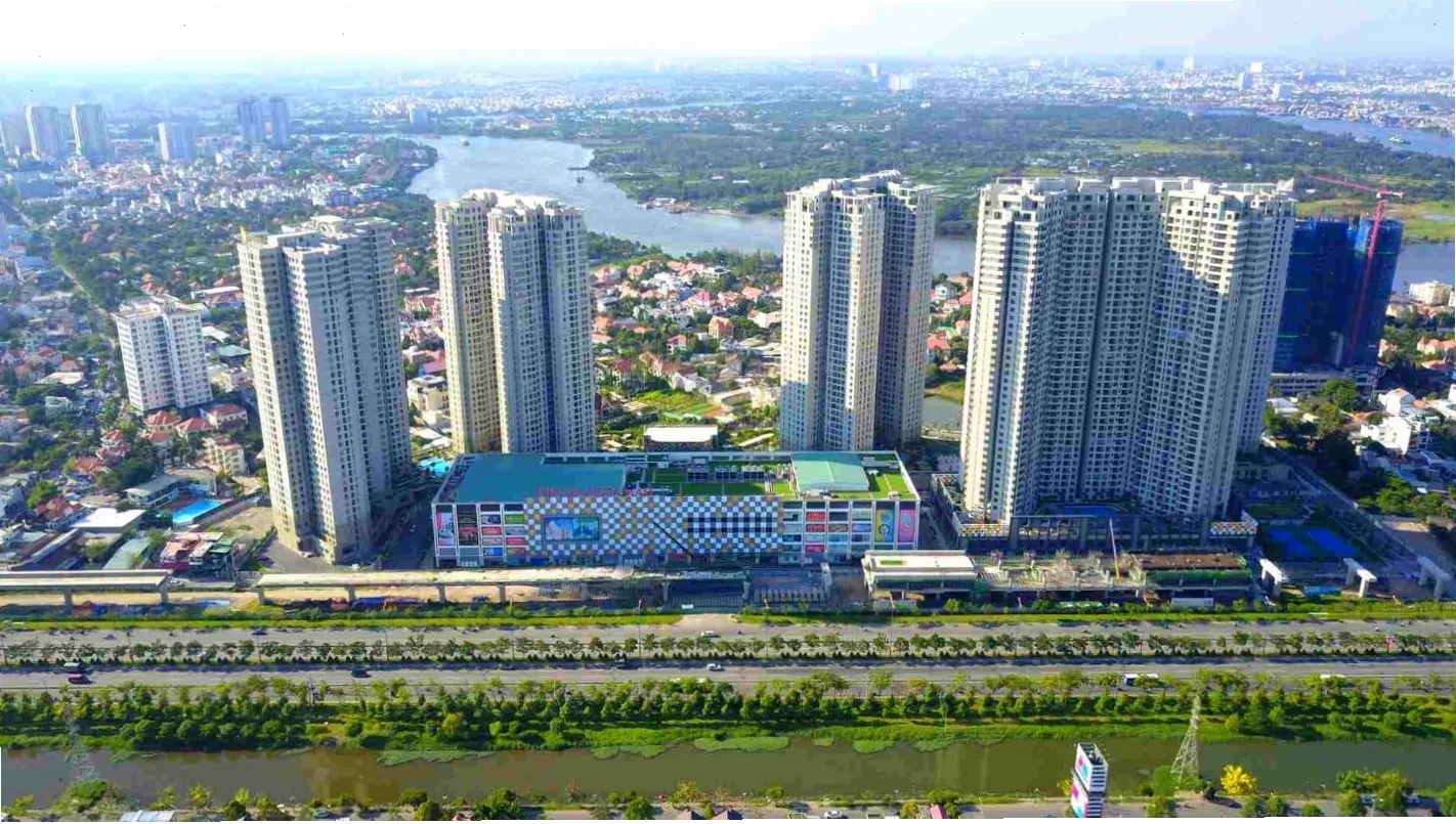 Hình ảnh thực tế dự án Masteri Thảo Điền với mảng xanh bao phủ