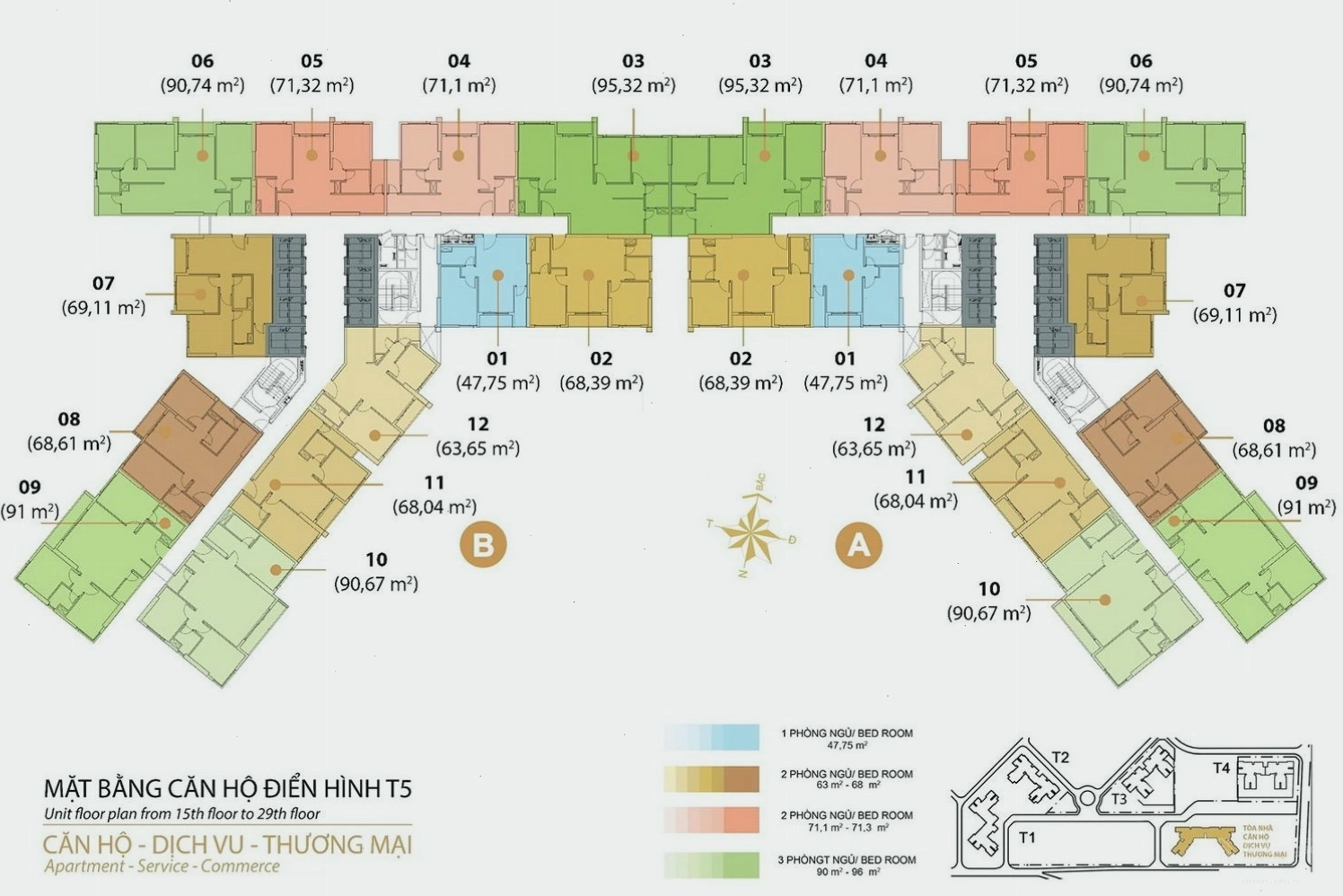 Mặt bằng căn hộ điển hình tòa T5 Masteri Thảo Điền