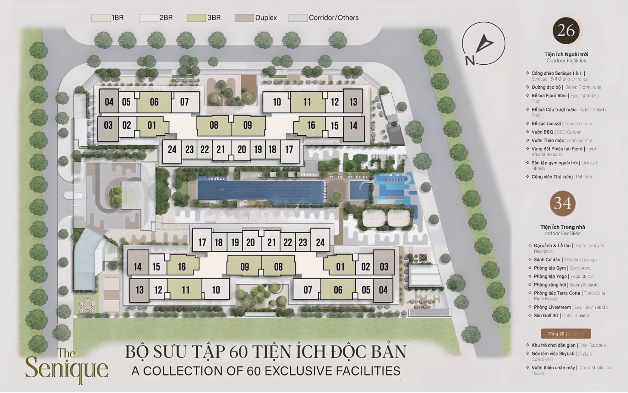 Mặt bằng phân khu tiện ích tại The Senique 1 & 2