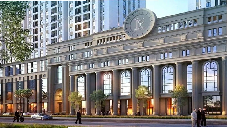 Mặt trước ấn tượng của tòa nhà Roman Plaza