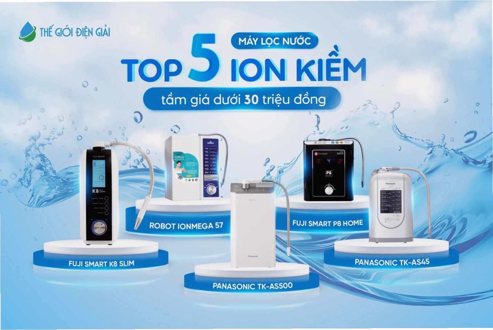 Máy lọc nước ion kiềm cho không gian bếp hiện đại