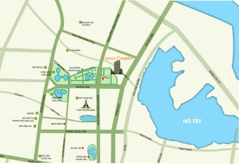 Sơ đồ vị trí khu đô thị Ngoại Giao Đoàn