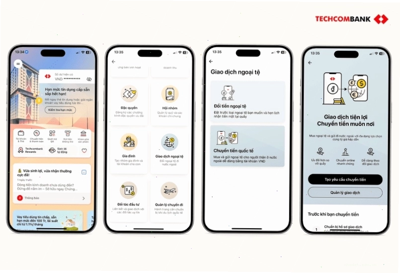 Truy cập tính năng Chuyển tiền quốc tế