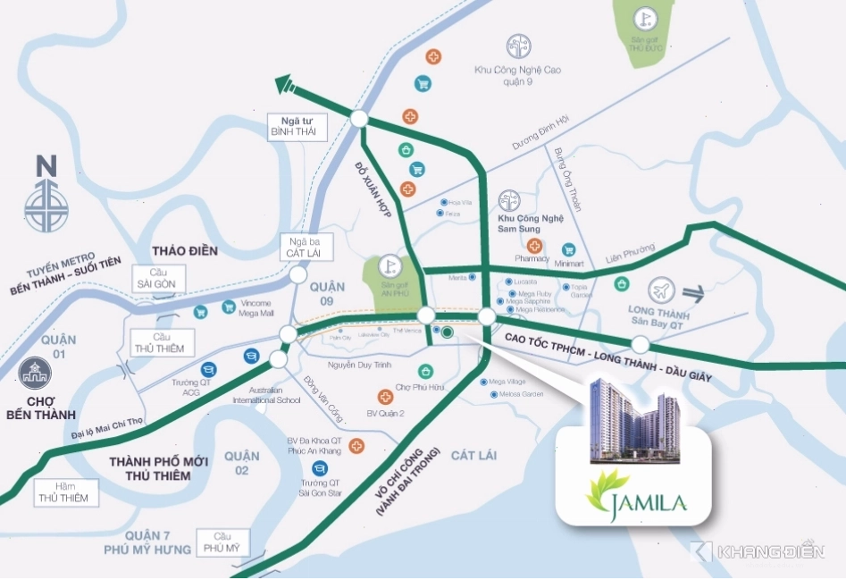 Vị trí đắc địa của Jamila Khang Điền giáp cao tốc TP.HCM - Long Thành - Dầu Giây