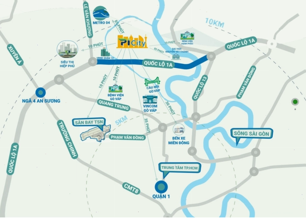 Vị trí dự án PiCity High Park nhìn từ trên cao